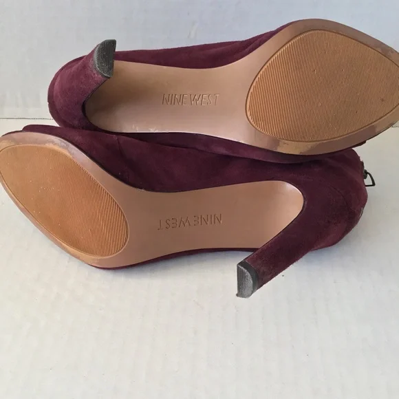 NINE WEST FRETABL BURGUNDY HEELS LACE UP ZIPPER SIZE 8.5 - Picture 8 of 15